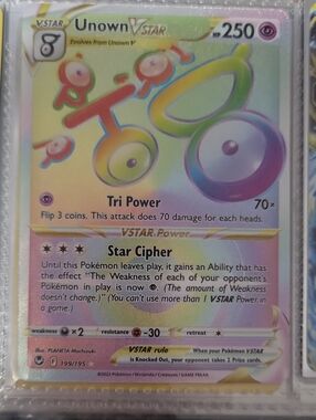 Pokemon Unown VSTAR Rainbow Holo - Yellow Green Purple Pink